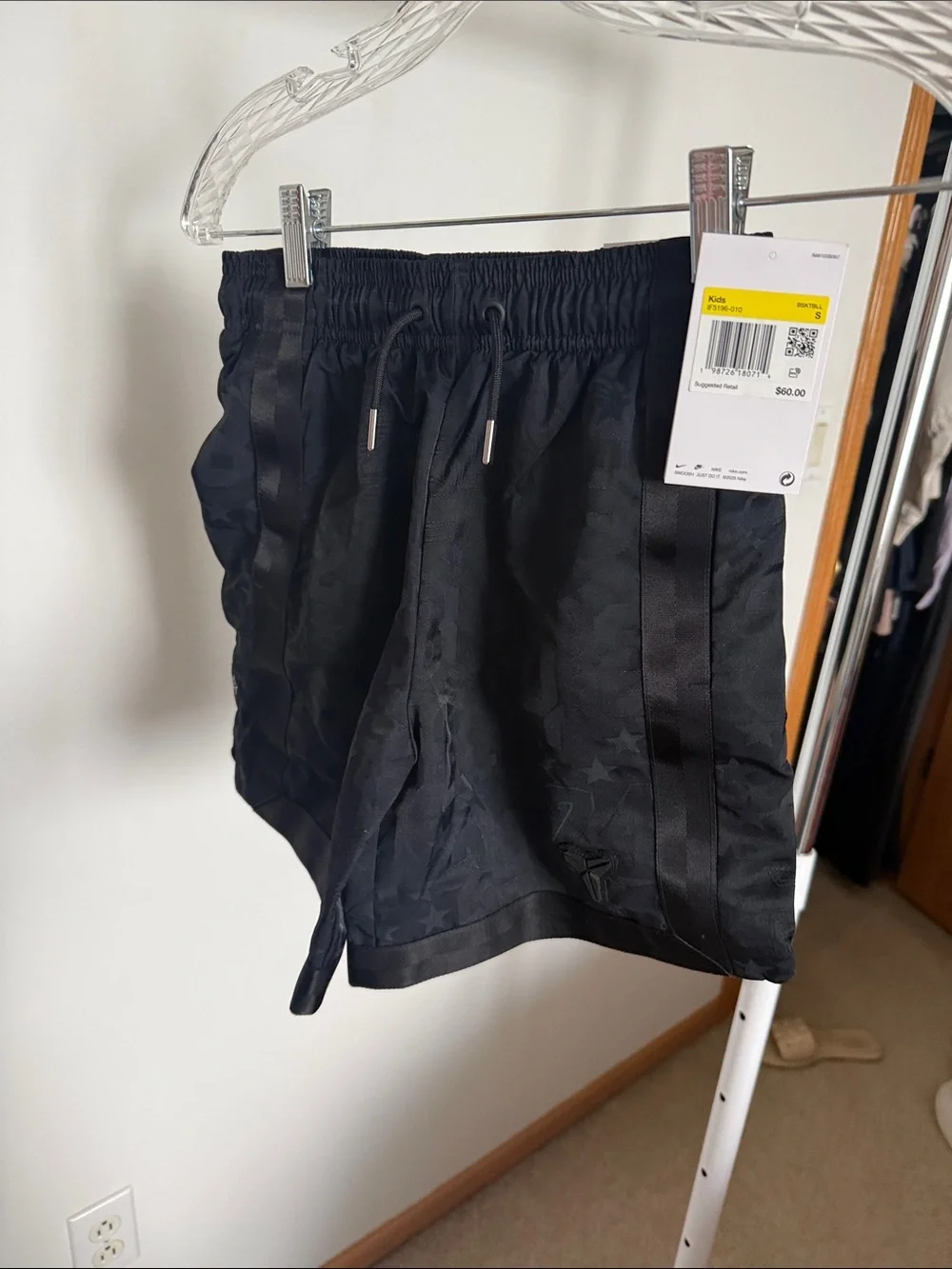 Kobe Nike  Black Boys Athletic Shorts with Subtle Star Jacquard